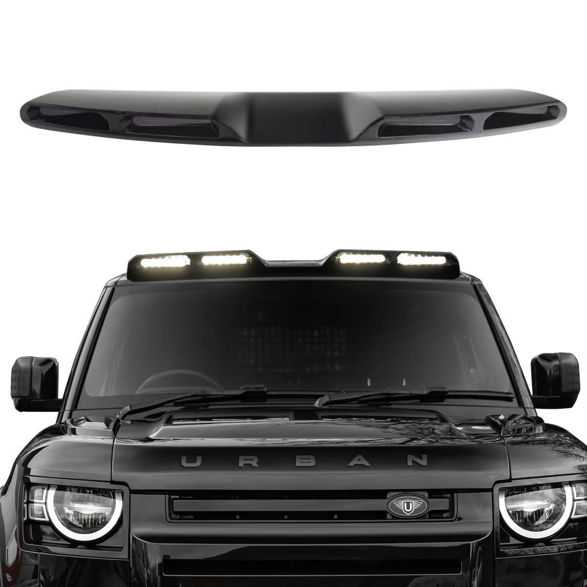 Defender Carbon Fiber Quad Pod Lazer Roof Light Bar - Gloss Black