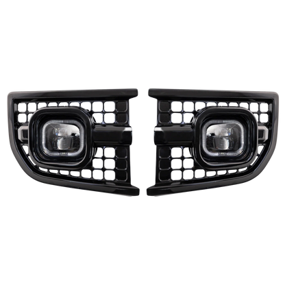 Defender Front Bumper Intakes with Nolden Powercube DRL's