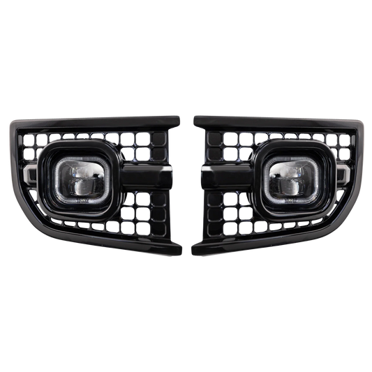 Defender Front Bumper Intakes with Nolden Powercube DRL's