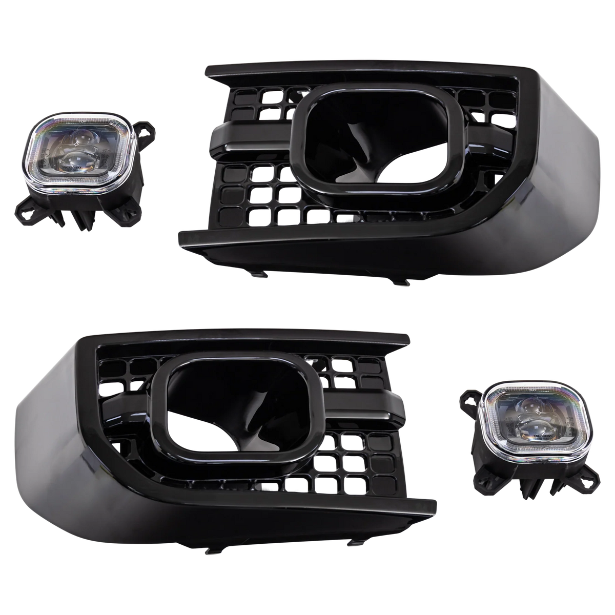 Defender Front Bumper Intakes with Nolden Powercube DRL's, alternate product view 2